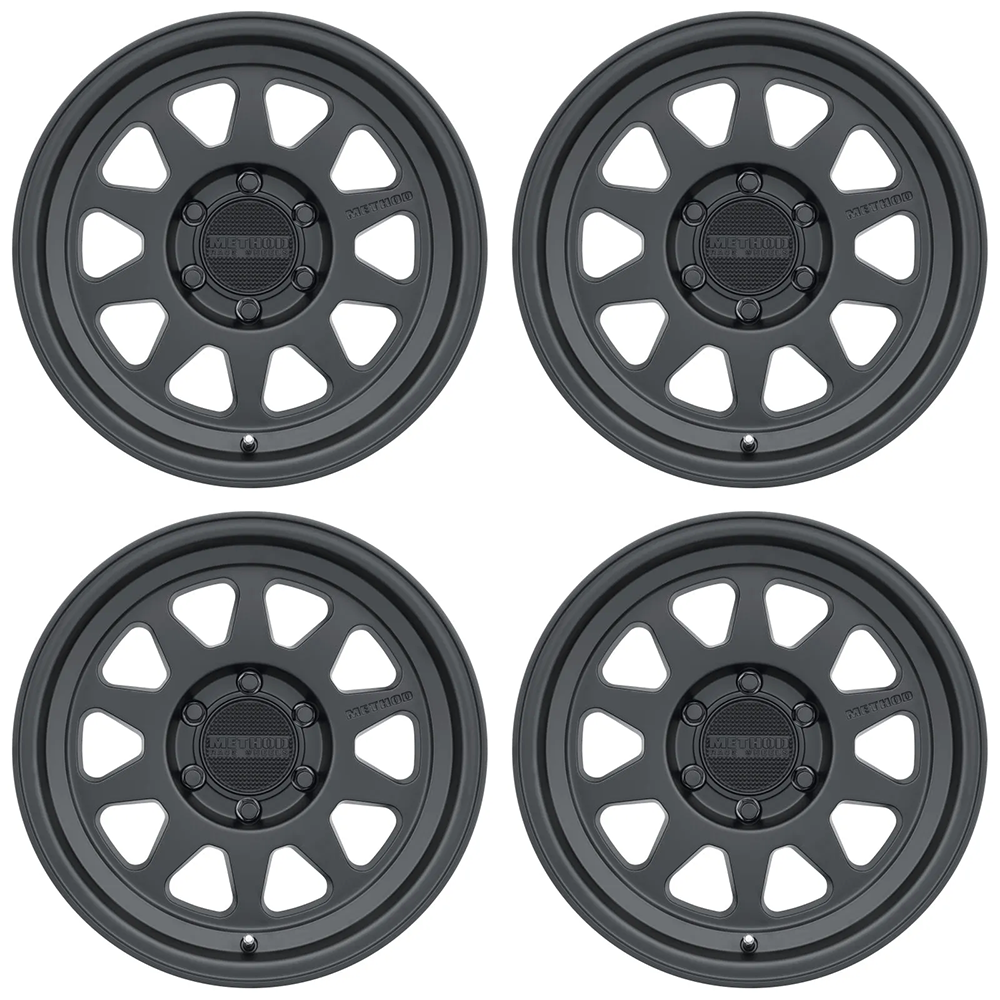 (set of 4) Method MR316 Matte Black | 17x8.5" +0mm | 6x135mm Wheel