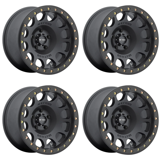 (set of 4) Method MR105 Beadlock Matte Black | 17x9" -38mm | 6x5.5in Wheel