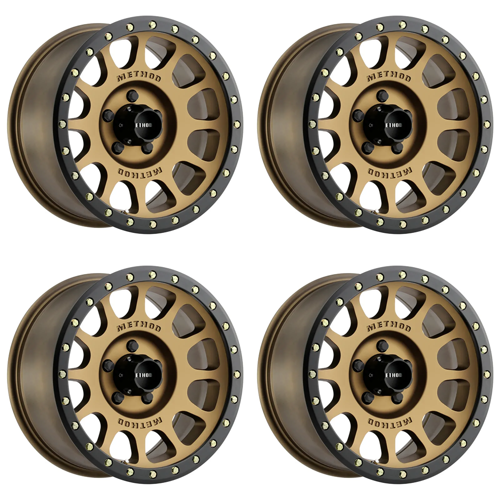 (set of 4) Method MR305 NV Bronze - Matte Black Lip | 17x8.5" +0mm | 5x5.5in Wheel