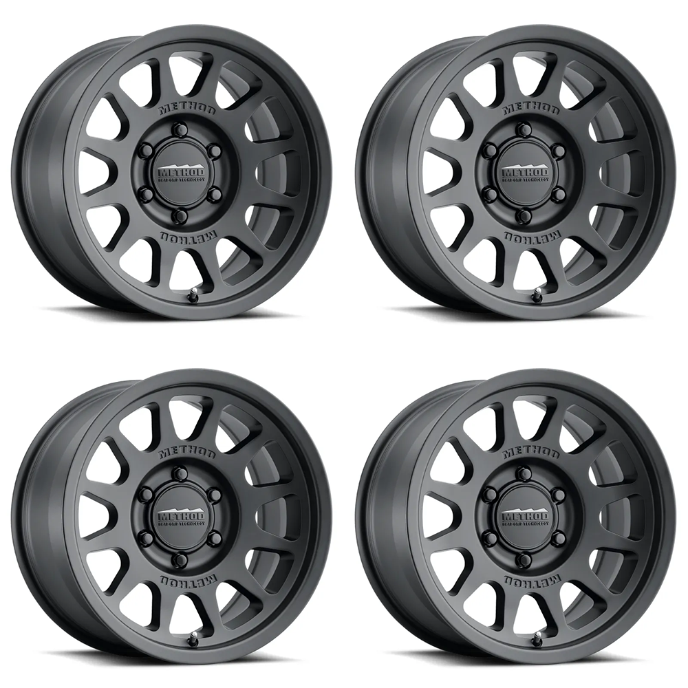(set of 4) Method MR703 Matte Black | 17x8.5" +25mm | 6x135mm Wheel