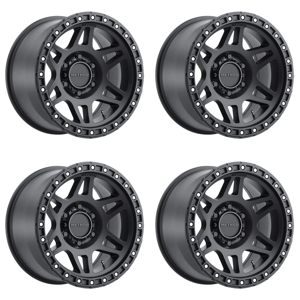 (set of 4) Method MR312 Matte Black | 17x8.5" +0mm | 6x135mm Wheel