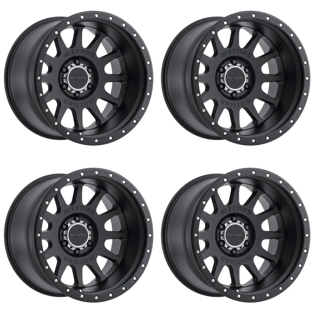 (set of 4) Method MR605 NV Matte Black | 20x10" -24mm | 6x135mm Wheel