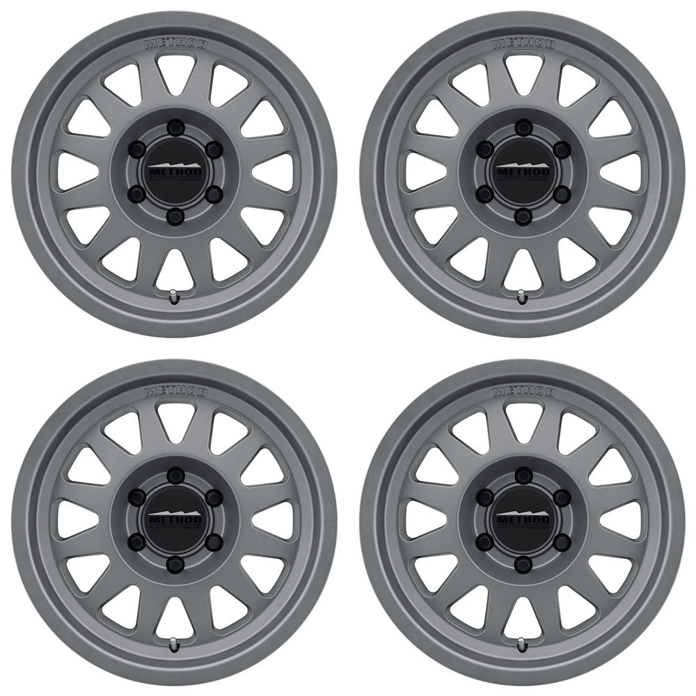 (set of 4) Method MR704 Titanium | 17x8.5" +0mm | 6x5.5in Wheel
