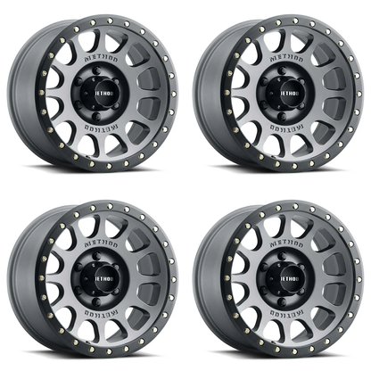 (set of 4) Method MR305 NV Titanium - Matte Black Lip | 17x8.5" +0mm | 8x6.5in Wheel