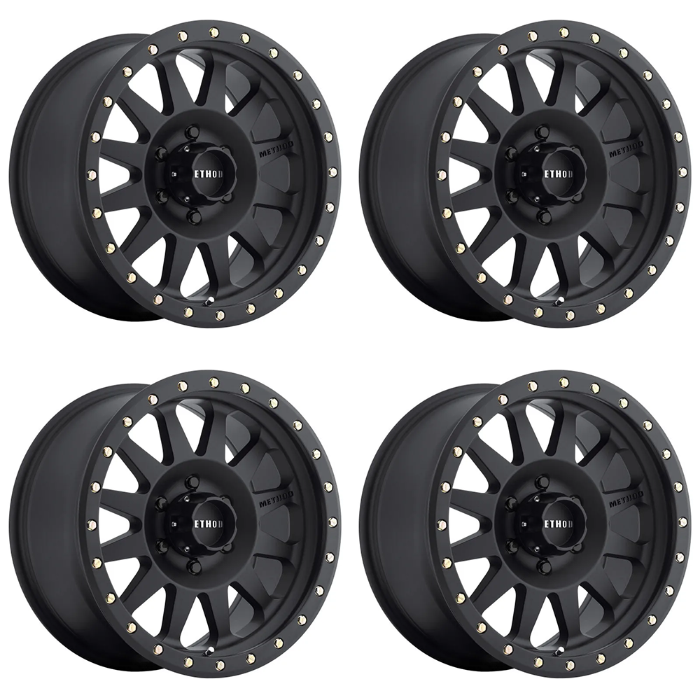 (set of 4) Method MR304 Double Standard Matte Black | 17x8.5" +0mm | 6x135mm Wheel