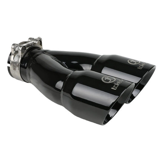 aFe 2.5in 304 Stainless Steel Clamp-on Exhaust Tip Dual Outlet Black | Takeda (49T25364-B10)