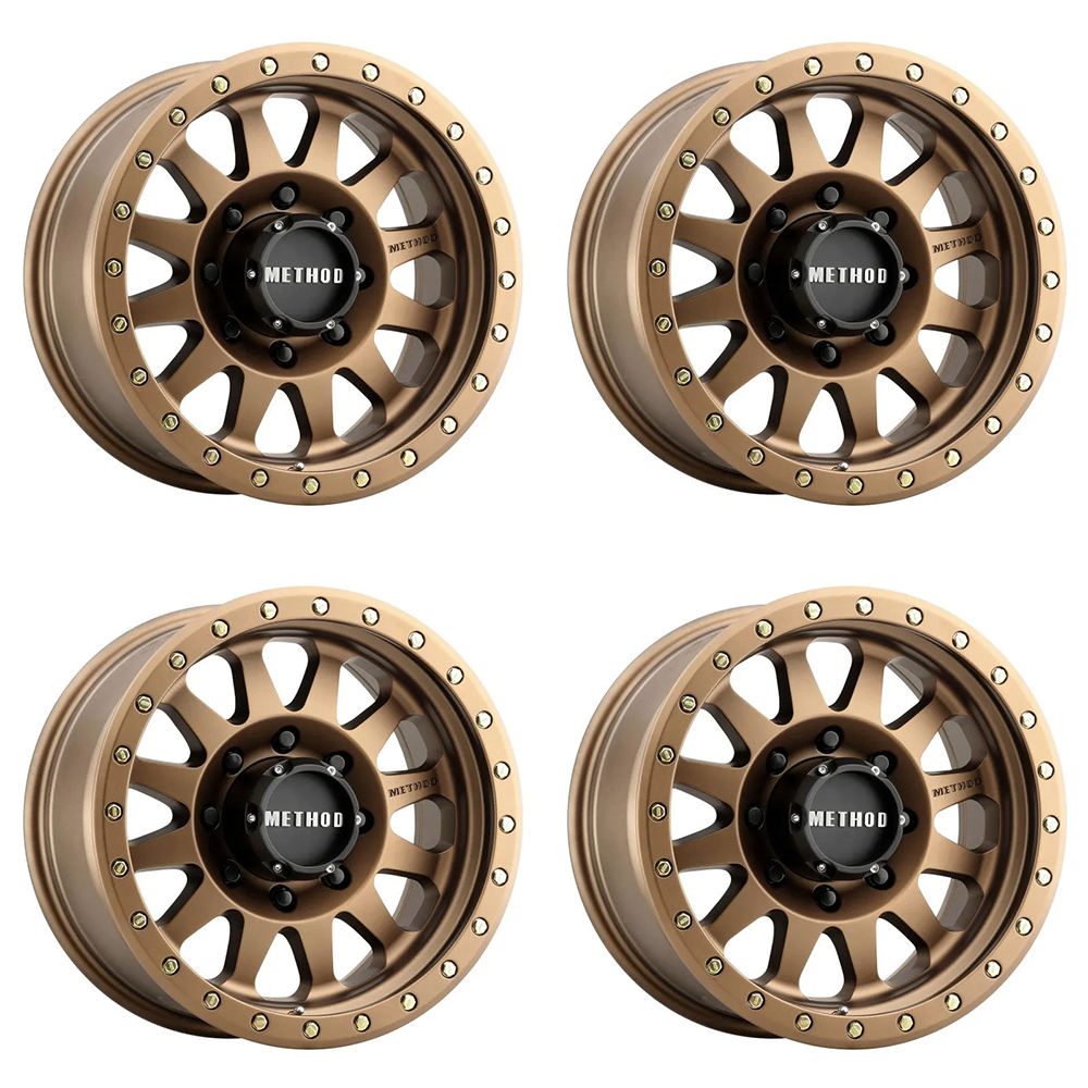 (set of 4) Method MR304 Double Standard Bronze | 17x8.5" +0mm | 8x6.5in Wheel