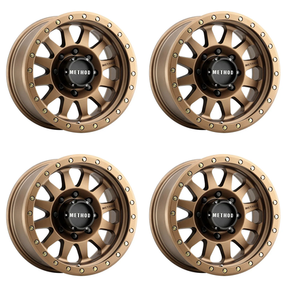 (set of 4) Method MR304 Double Standard Bronze | 17x8.5" +0mm | 8x6.5in Wheel