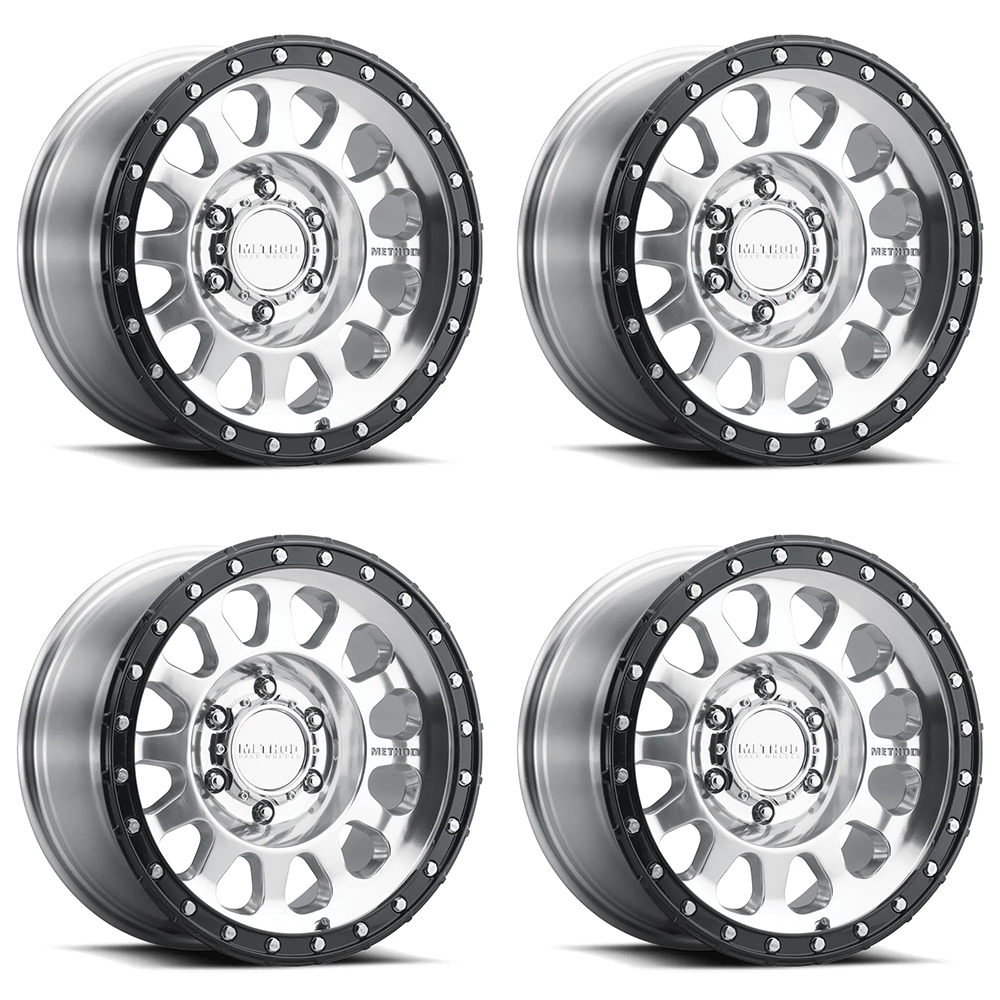 (set of 4) Method MR315 Polished - Gloss Black Lip | 17x8.5" +0mm | 6x5.5in Wheel