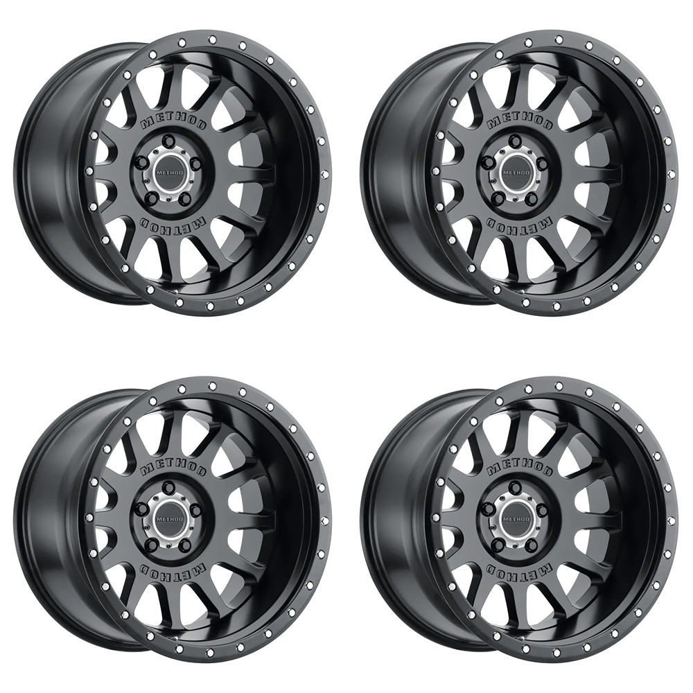 (set of 4) Method MR605 NV Matte Black | 20x10" -24mm | 5x5in Wheel