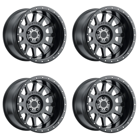 (set of 4) Method MR605 NV Matte Black | 20x10" -24mm | 5x5in Wheel