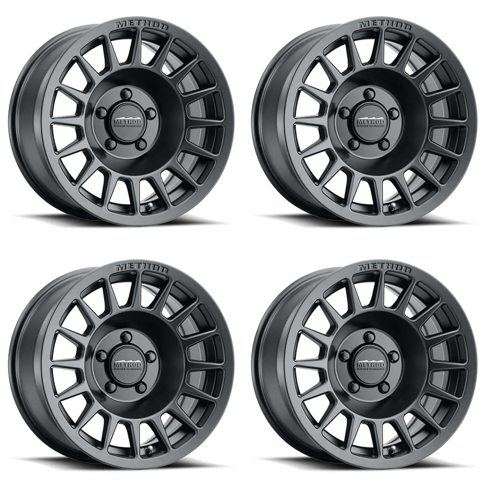 (set of 4) Method MR707 Matte Black | 17x8.5" +0mm | 6x5.5in Wheel