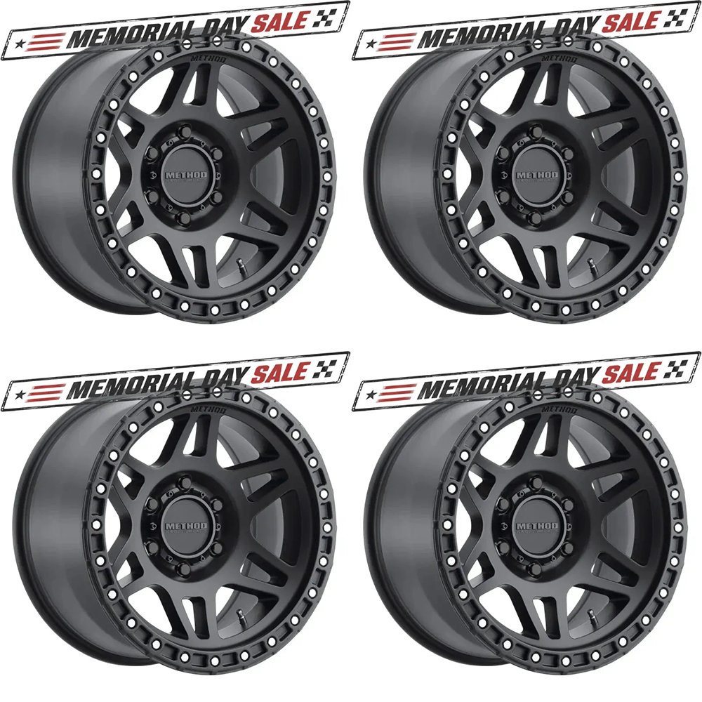 (set of 4) Method MR312 Matte Black | 18x9" +18mm | 6x5.5in Wheel