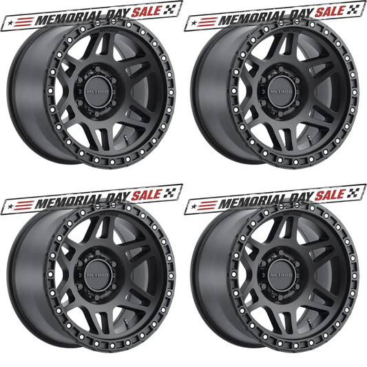 (set of 4) Method MR312 Matte Black | 18x9" +18mm | 6x5.5in Wheel