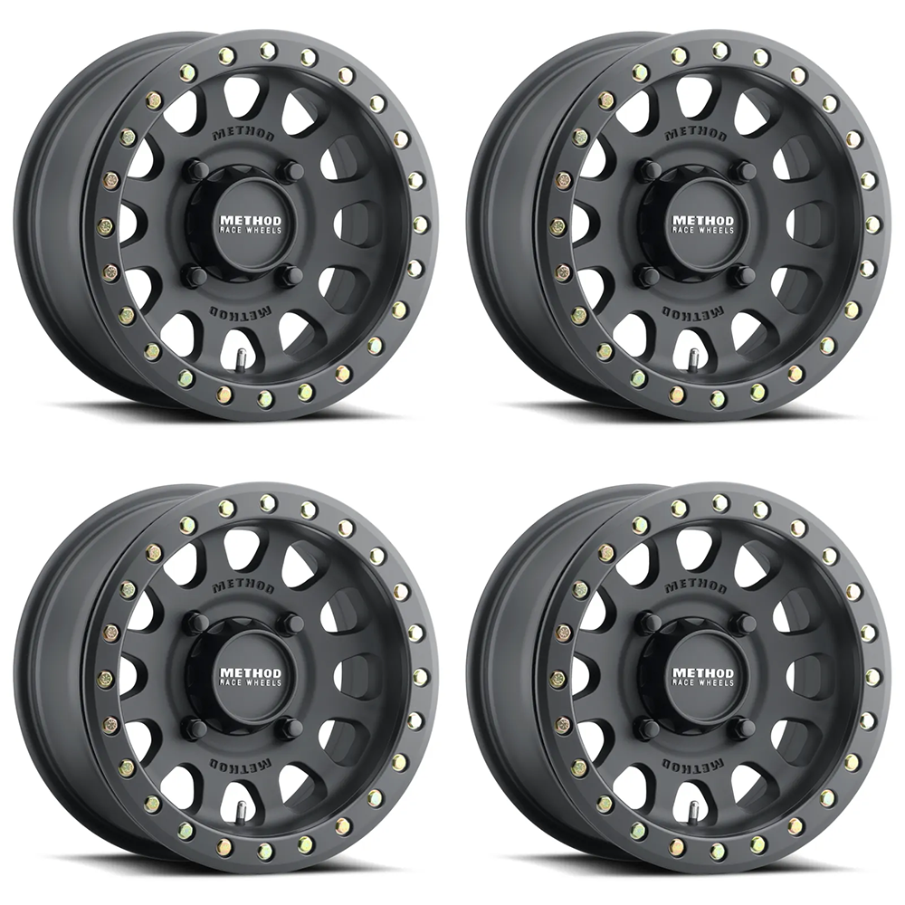 (set of 4) Method MR401 UTV Beadlock Matte Black | 15x7" +38mm | 5x4.5in Wheel