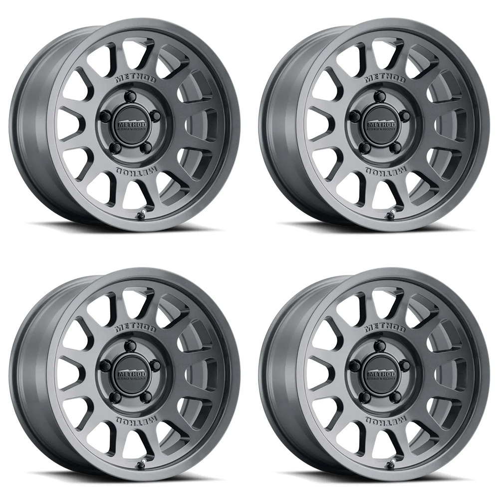 (set of 4) Method MR703 Gloss Titanium | 17x9" -12mm | 6x5.5in Wheel