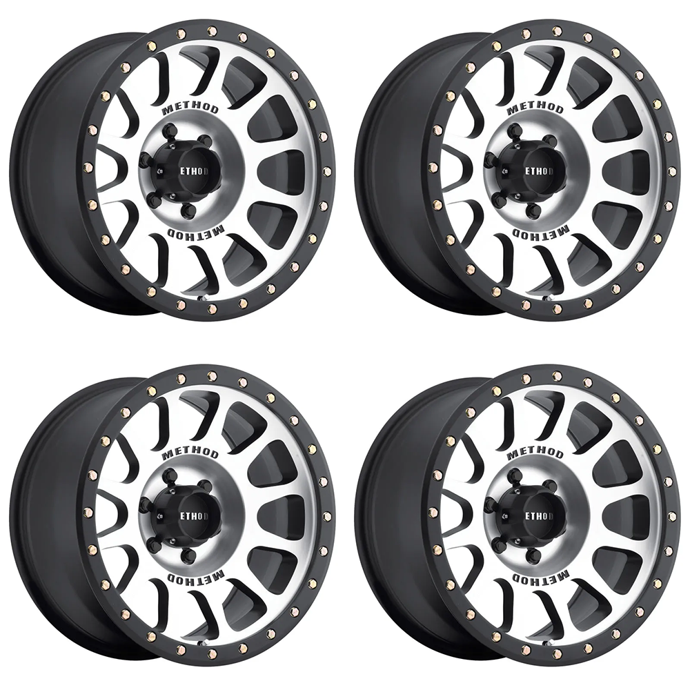 (set of 4) Method MR305 NV Machined - Matte Black Lip | 18x9" +18mm | 6x135mm Wheel
