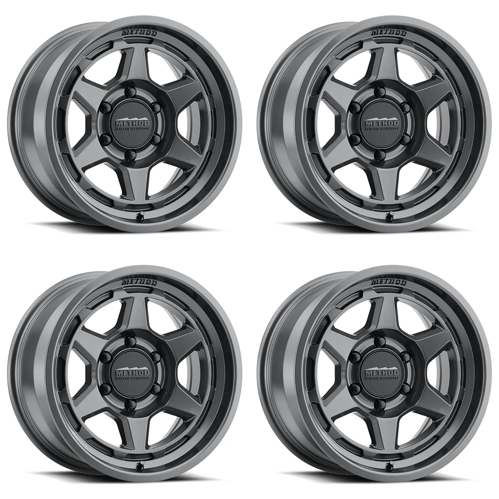 (set of 4) Method MR708 Gloss Titanium | 17x8.5" +0mm | 6x5.5in Wheel