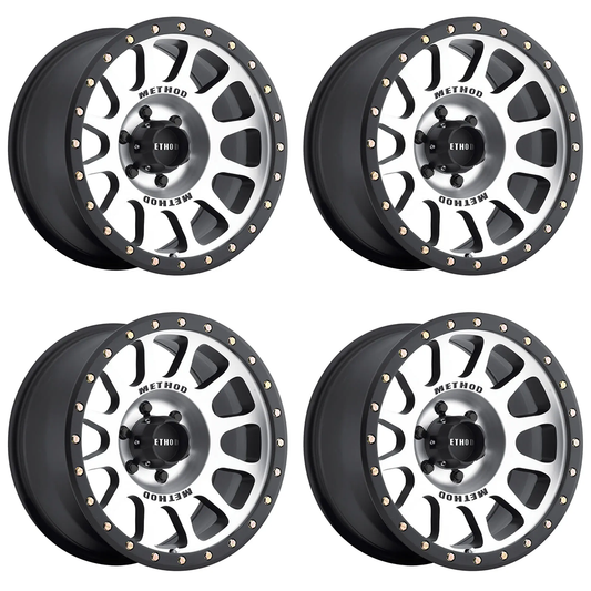(set of 4) Method MR305 NV Machined - Matte Black Lip | 17x8.5" +0mm | 6x5.5in Wheel