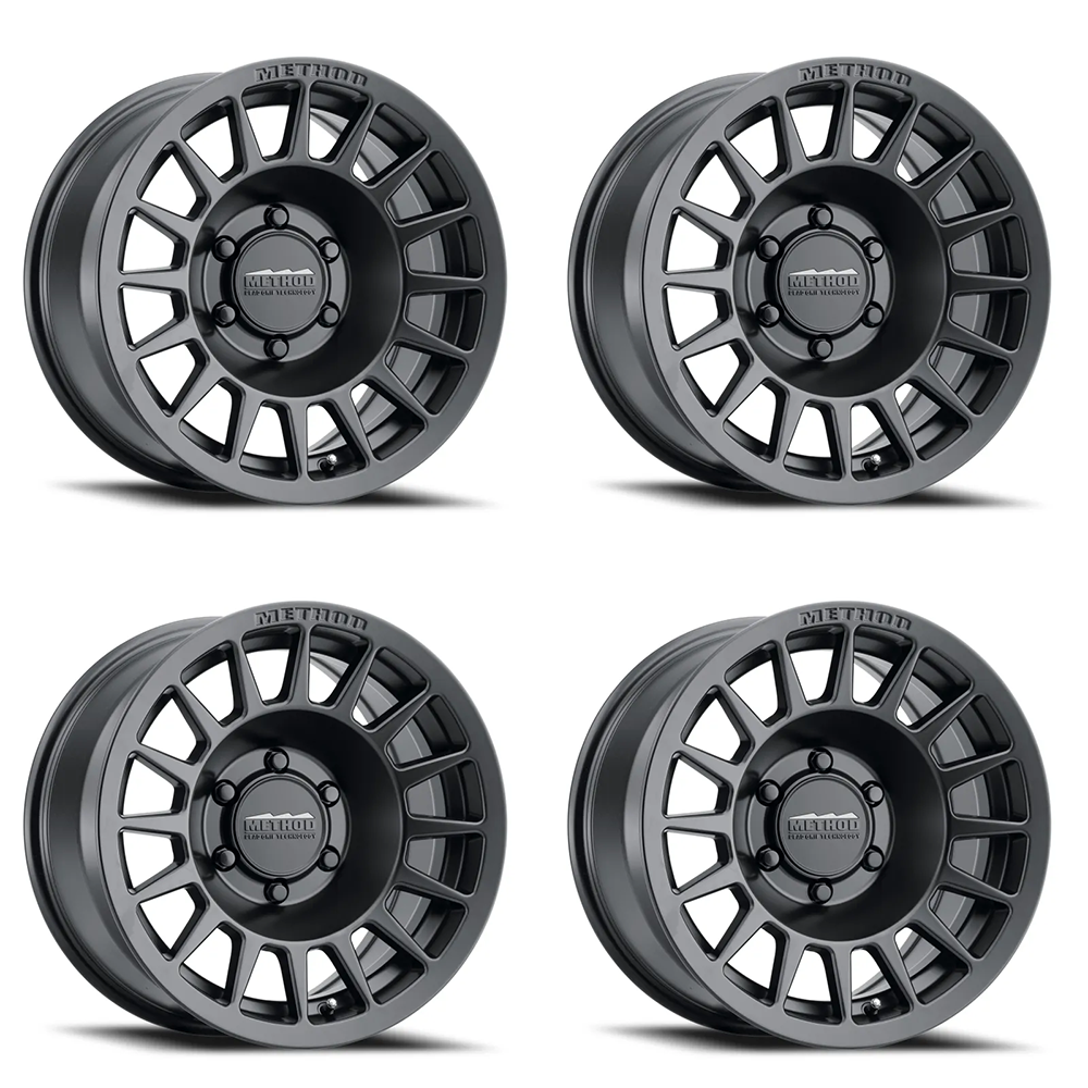 (set of 4) Method MR707 Matte Black | 18x9" +18mm | 6x135mm Wheel