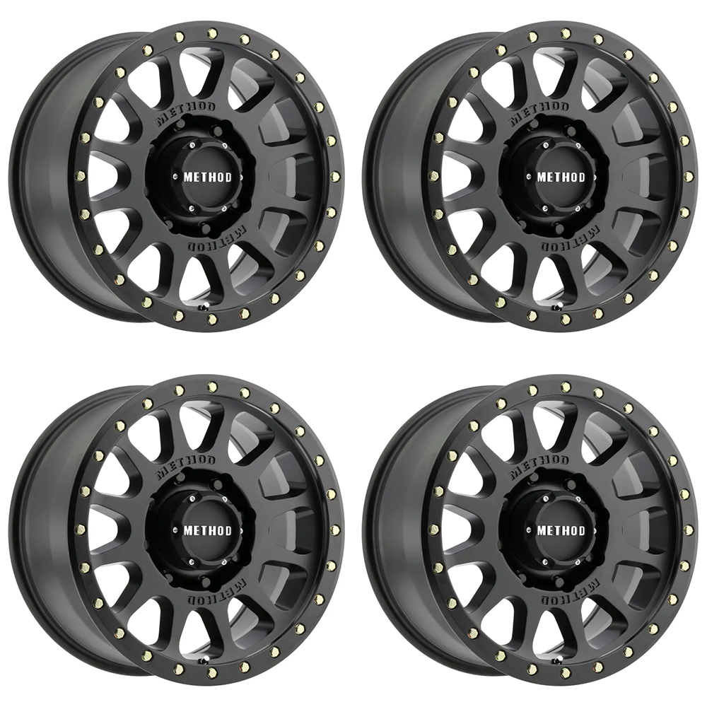 (set of 4) Method MR305-HD NV Matte Black | 17x8.5" +0mm | 8x6.5in Wheel