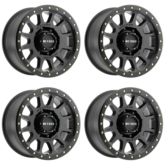 (set of 4) Method MR305-HD NV Matte Black | 17x8.5" +0mm | 8x6.5in Wheel