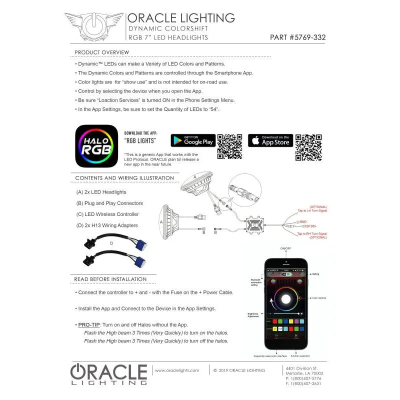 Oracle 7in High Power LED Headlights | Jeep Wrangler (97-07,07-18) (5769-332)
