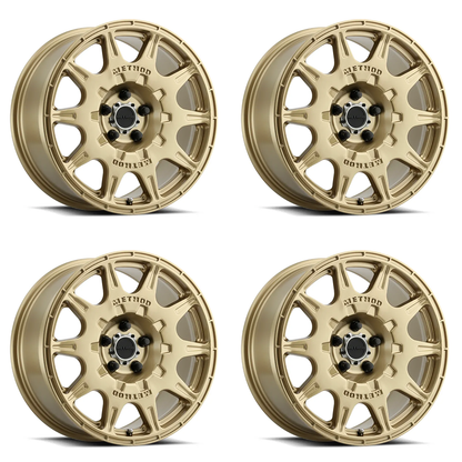 (set of 4) Method MR502 Rally Gold | 17x8" +38mm | 5x4.5in Wheel