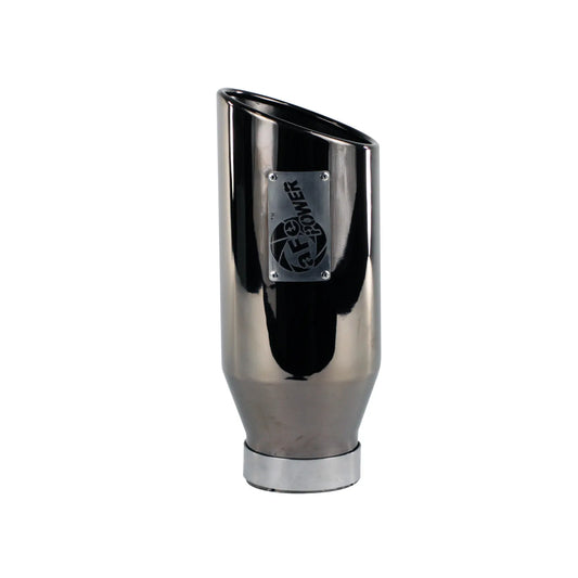 aFe MACH Force-Xp 4in x 6in x 15in Stainless Steel Clamp-on Exhaust Tip Black Chrome | (49-92018-BC)