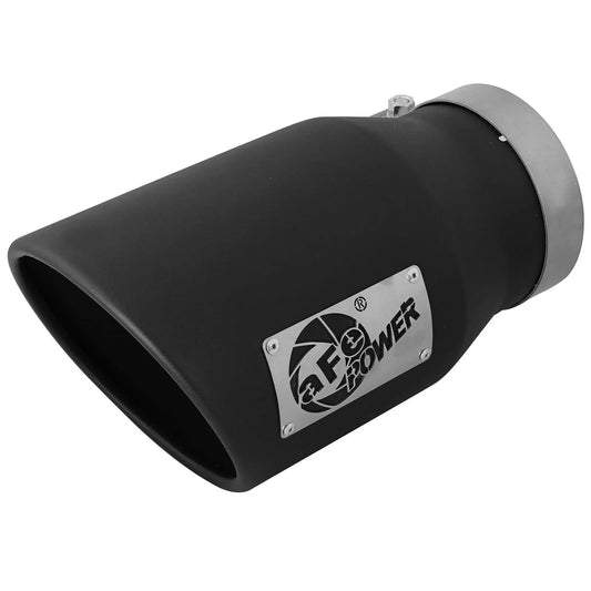 aFe 5in x 7in SS Clamp-On Exhaust Tip | Left Side Exit Black (49T50702-B12)
