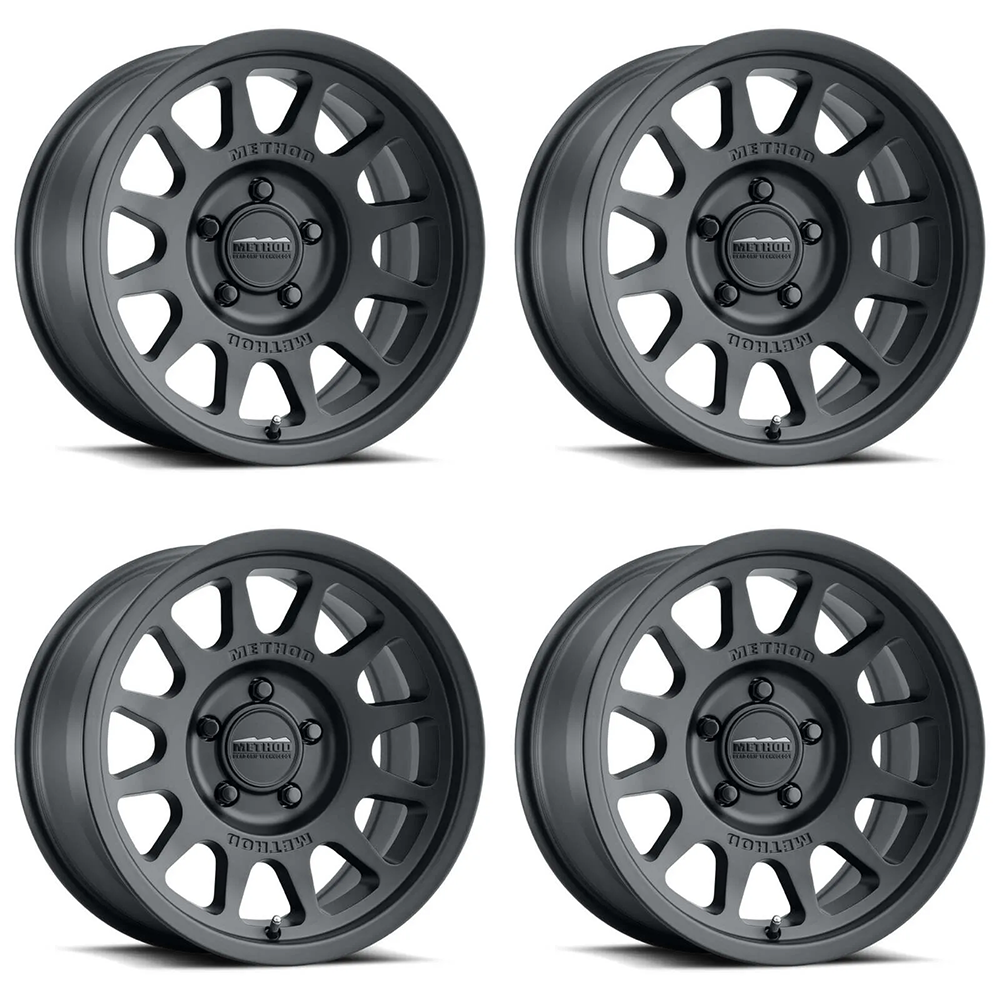 (set of 4) Method MR703 Matte Black | 17x9" -12mm | 5x5.5in Wheel