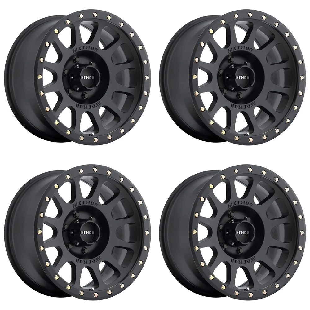 (set of 4) Method MR305 NV Matte Black | 20x10" -18mm | 6x5.5in Wheel