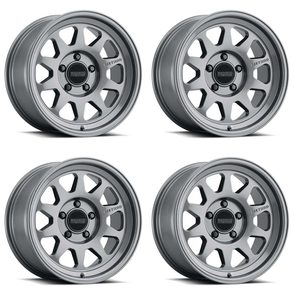 (set of 4) Method MR316 Gloss Titanium | 17x8" +25mm | 6x5.5in Wheel