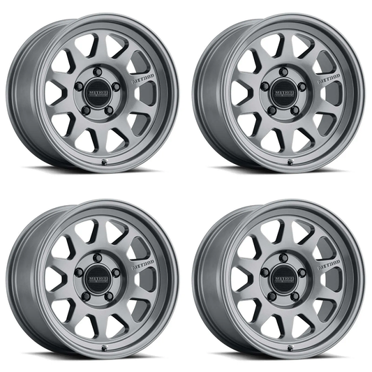 (set of 4) Method MR316 Gloss Titanium | 17x8" +25mm | 6x5.5in Wheel