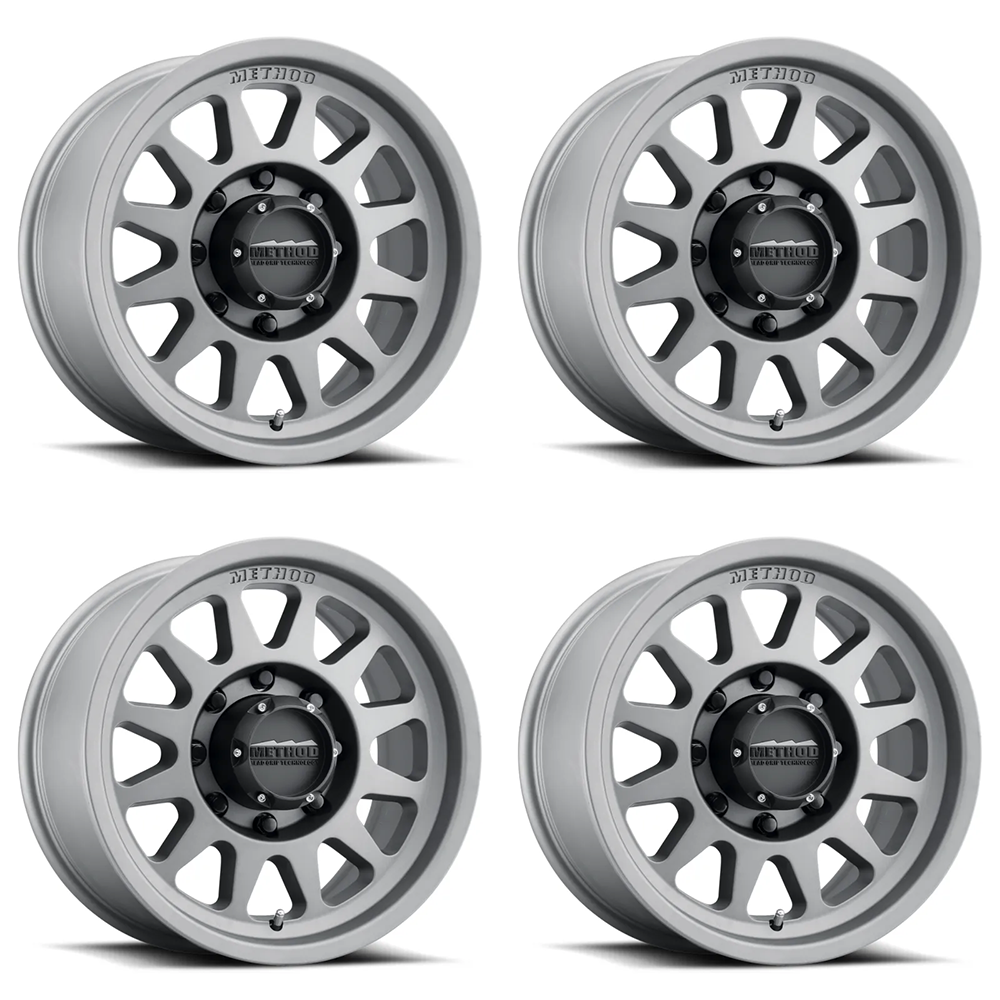 (set of 4) Method MR704-HD Titanium | 17x9" +18mm | 8x6.5in Wheel