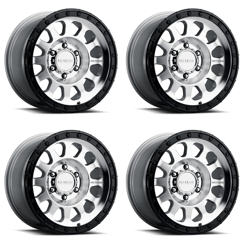 (set of 4) Method MR315 Machined - Gloss Black Lip | 17x8.5" +0mm | 6x5.5in Wheel