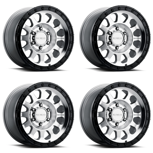 (set of 4) Method MR315 Machined - Gloss Black Lip | 17x8.5" +0mm | 6x5.5in Wheel