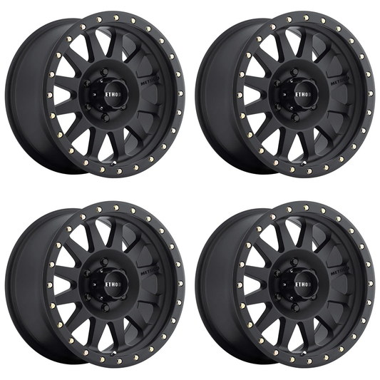 (set of 4) Method MR304 Double Standard Matte Black | 17x8.5" +0mm | 6x5.5in Wheel