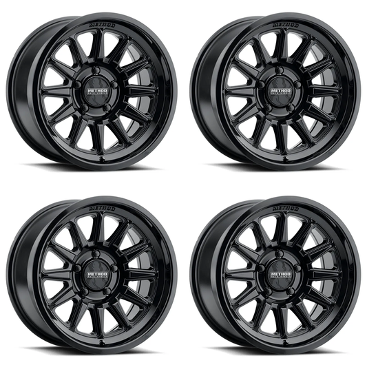 (set of 4) Method MR323 Gloss Black | 18x9" +12mm | 6x5.5in Wheel