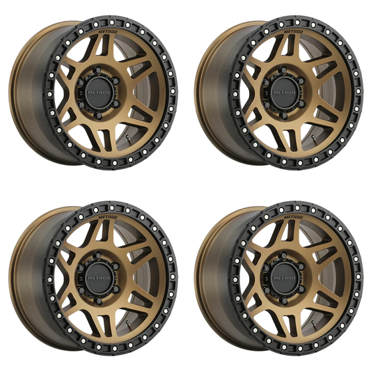 (set of 4) Method MR312 Bronze - Matte Black Lip | 17x8.5" +0mm | 6x135mm Wheel