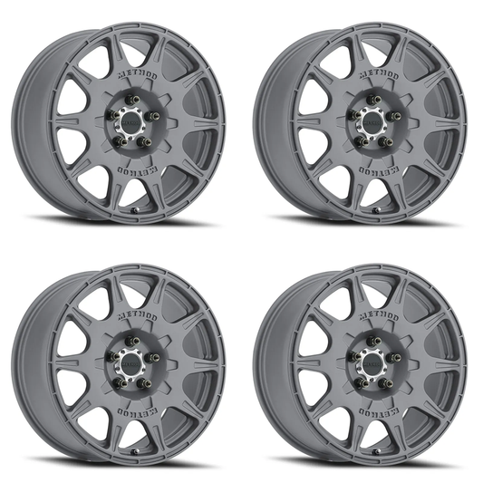 (set of 4) Method MR502 Rally Titanium | 17x8" +38mm | 5x114.3mm Wheel