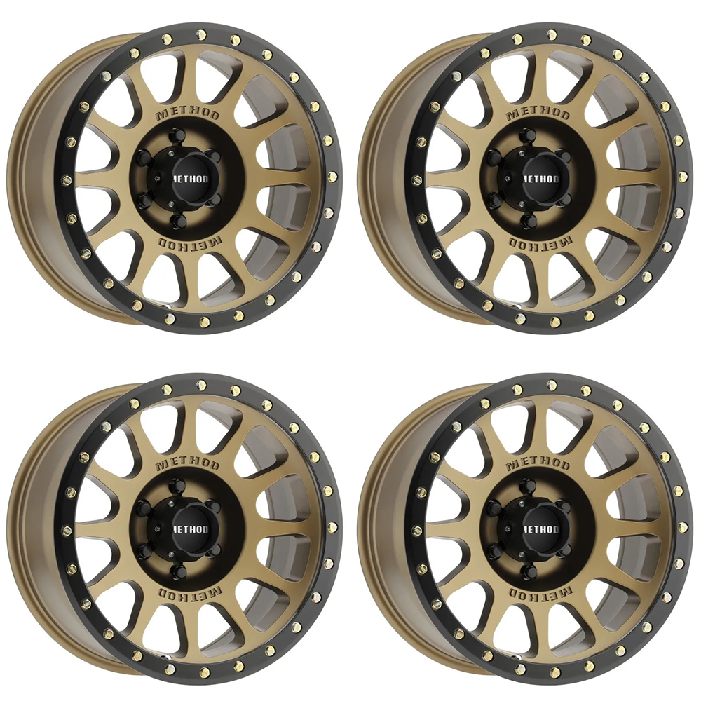 (set of 4) Method MR305 NV Bronze - Matte Black Lip | 18x9" +0mm | 6x5.5in Wheel