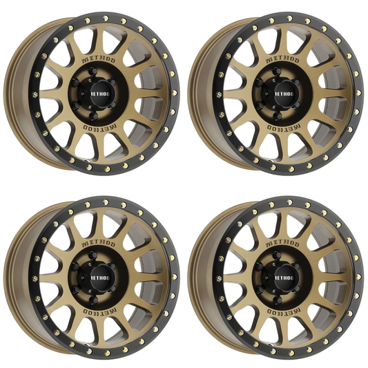 (set of 4) Method MR305 NV Bronze - Matte Black Lip | 18x9" +0mm | 6x5.5in Wheel