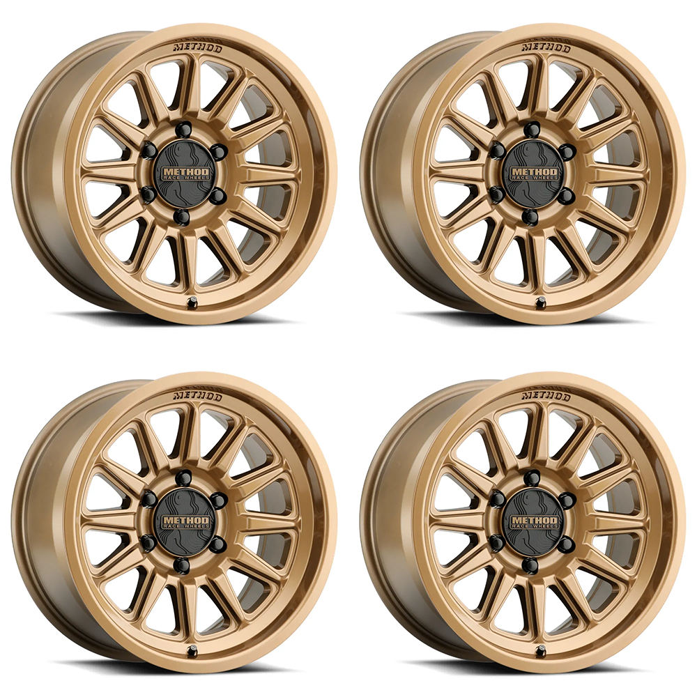 (set of 4) Method MR323 Gloss Bronze | 17x8.5" +25mm | 6x5.5in Wheel