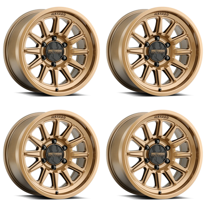 (set of 4) Method MR323 Gloss Bronze | 17x8.5" +25mm | 6x5.5in Wheel