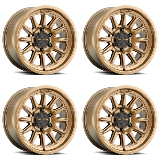 (set of 4) Method MR323 Gloss Bronze | 17x8.5" +25mm | 6x5.5in Wheel