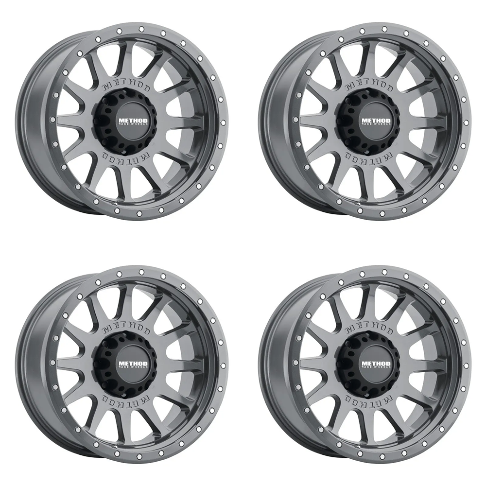 (set of 4) Method MR605 NV Gloss Titanium | 20x10" -24mm | 8x6.5in Wheel