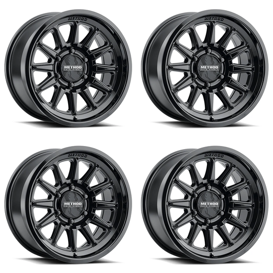 (set of 4) Method MR323 Gloss Black | 17x8.5" +25mm | 6x5.5in Wheel
