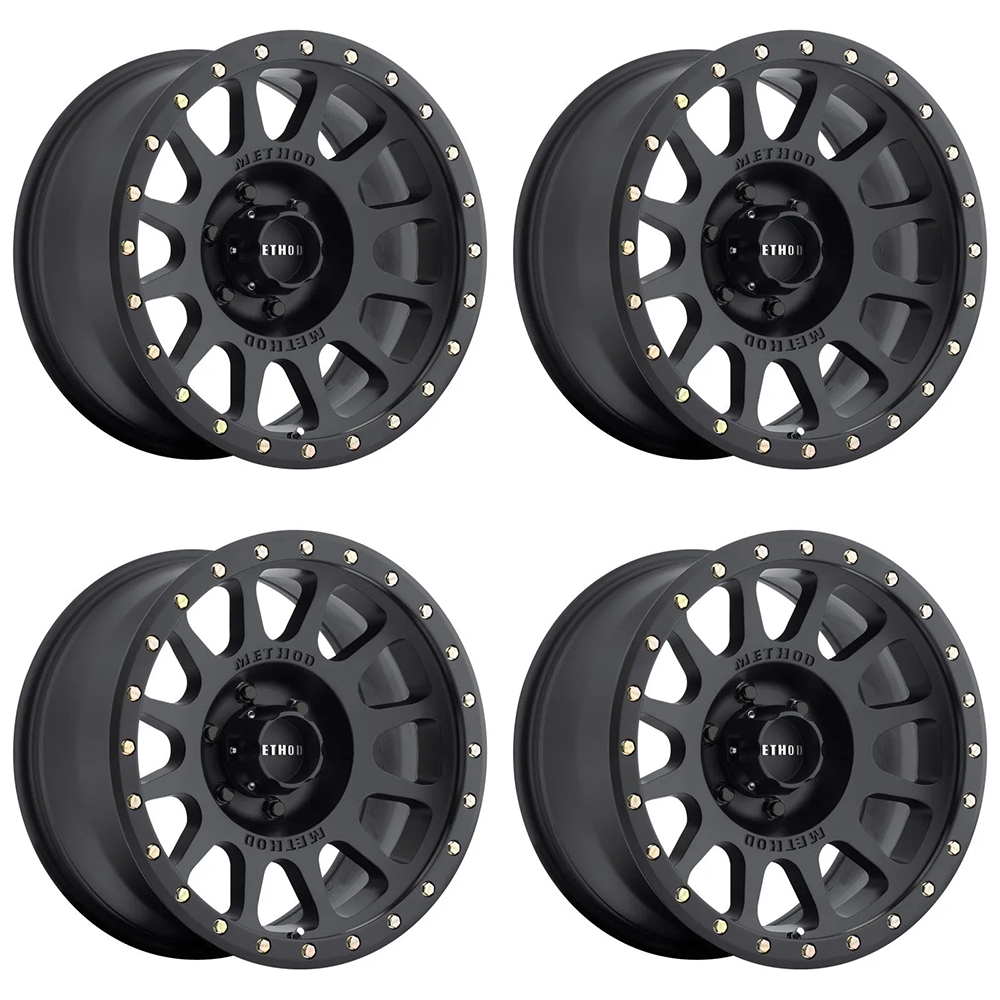 (set of 4) Method MR305 NV Matte Black | 18x9" +0mm | 6x5.5in Wheel