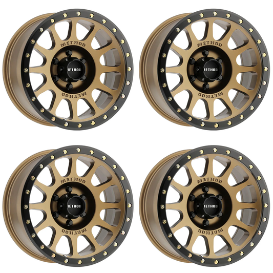 (set of 4) Method MR305 NV Bronze - Matte Black Lip | 20x9" +18mm | 6x5.5in Wheel